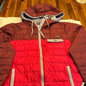 Columbia Burgundy and Red Hooded Jacket